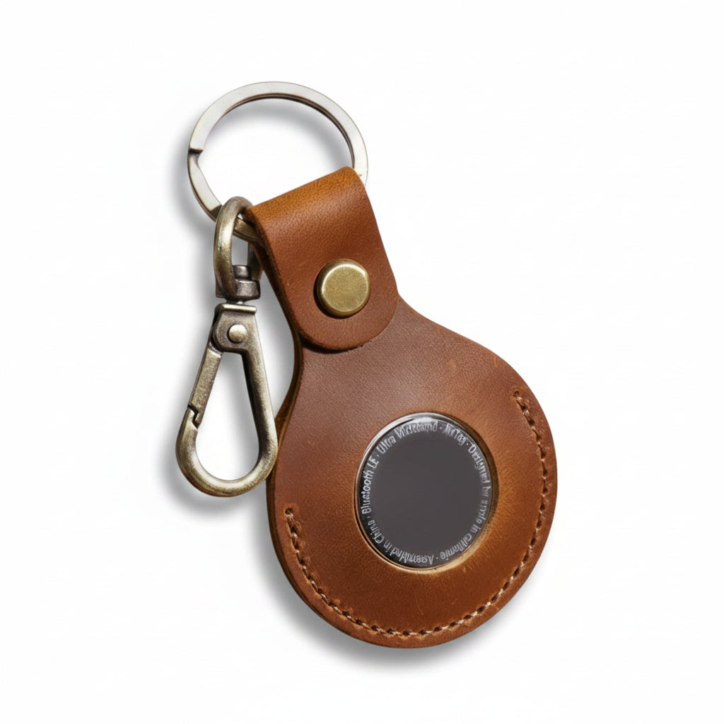 VELMORO Leather AirTag Keychain – Luxury Protective Case