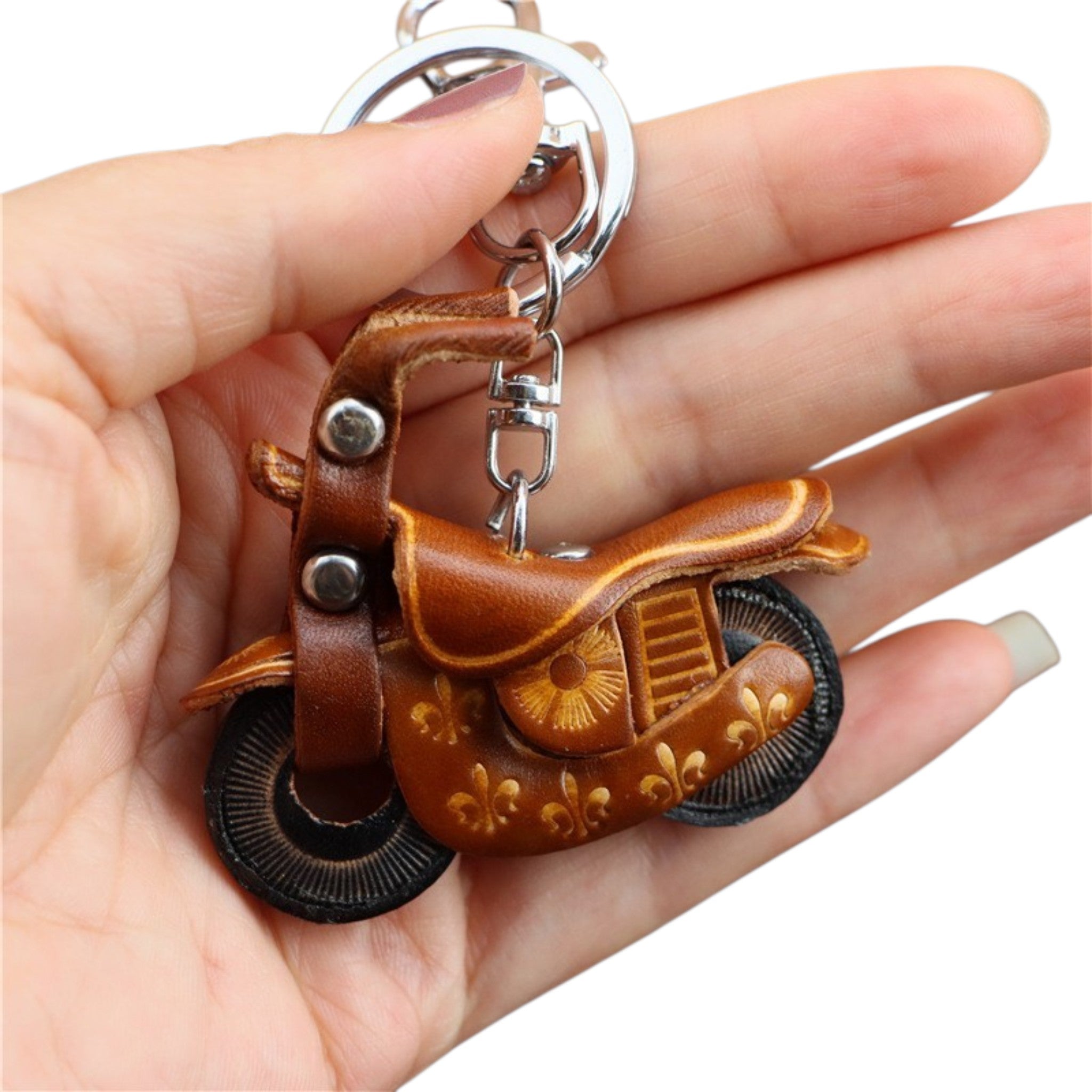 Personalized Leather Keychain - Custom Laser Engraved Vintage Key Ring