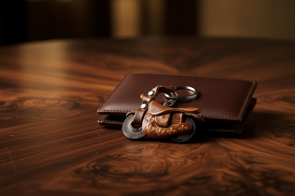 3D Leather Motorcycle Keychain